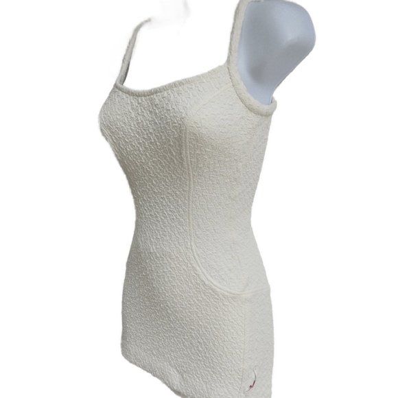 Vintage Jantzen Swimsuit Ecru Modesty Skirt Bra Cups Tummy Panel USA 12 - Picture 3 of 13